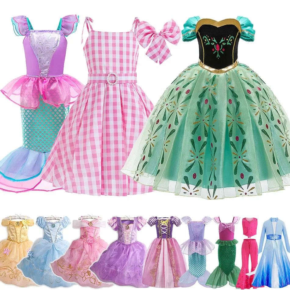 Kids Princess Costume Girls Elsa Anna Halloween Rapunzel Cosplay Dress Children Summer Party Clothes Carnival Elegant Dress 2024