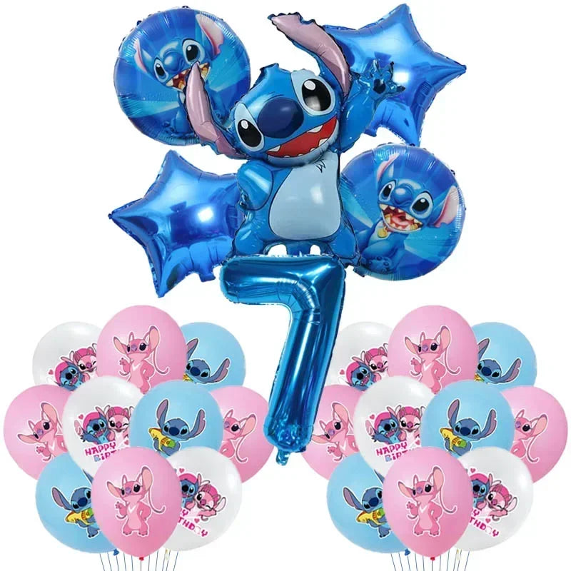 New Lilo & Stitch Birthday Party Decorations Stitch Foil Balloons Disposable Tableware Backdrop Plate Napkin Kids Party Supplies