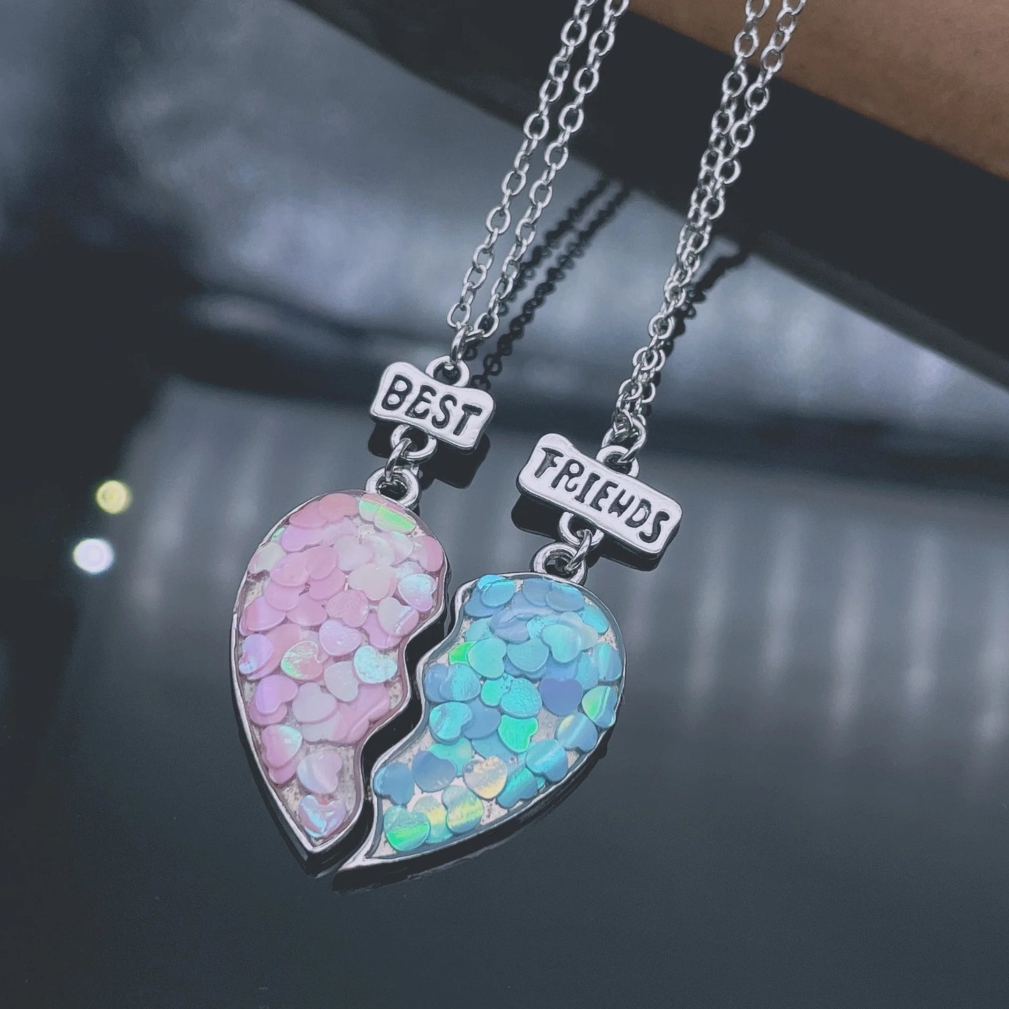 Fashion Best Friends Honey Love Couple Pendant Necklace 2 Pcs/ Set Chain Choke Broken Heart BFF Good Friendship Jewelry Gift