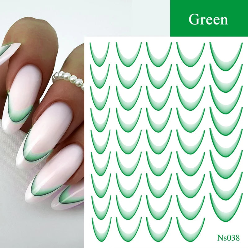 White Black French Line Nail Stickers Stripe 3D Gradient Lines Sliders DIY Stickers for Nails Nail Accessories Manicure Decor