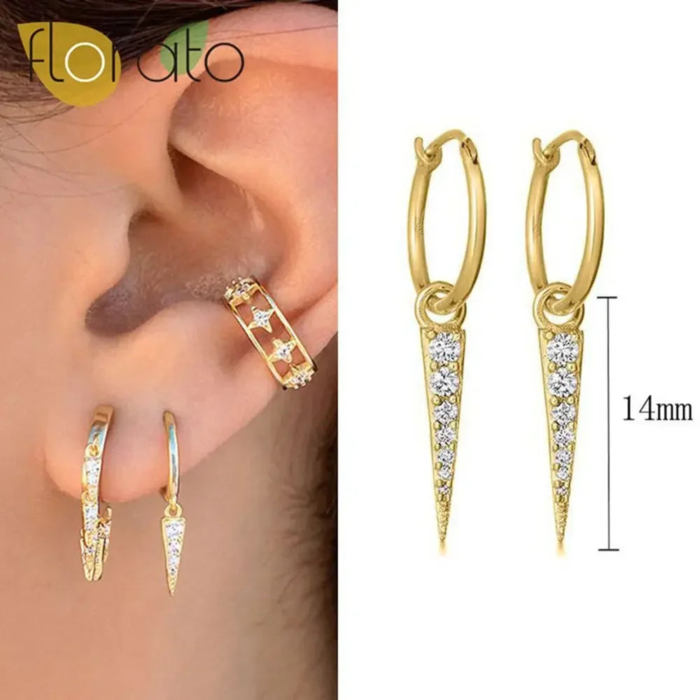 YUXINTOME 925 Sterling Silver Ear Needle Rivet Cone Buckle Piercing Huggie Hoop Earrings for Women Jewelry Accessories Earrings