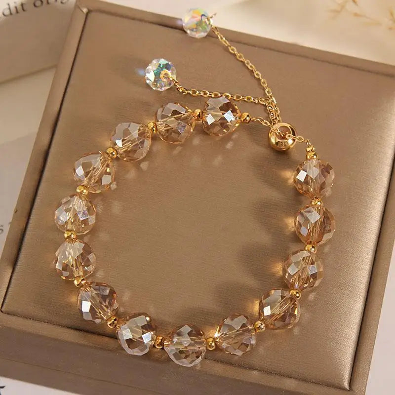 CARLIDANA New Artificial Austria Crystal Bracelet Fashion Shiny Stone Beads Elasticity Rope Strand Bracelets for Women Jewelry