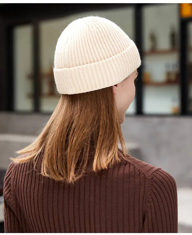 Knitted Hat for Men & Women Caps Wool Fashion Simple Warm Skullies Beanies Solid Autumn Winter Beanie Cap Trendy Style