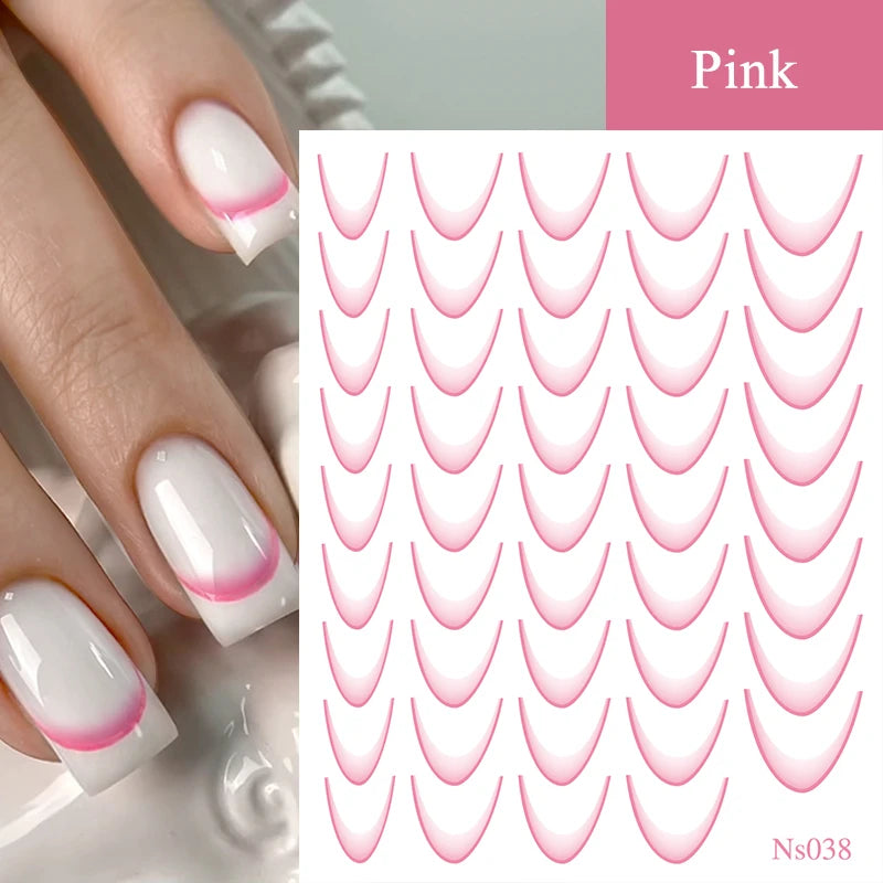 White Black French Line Nail Stickers Stripe 3D Gradient Lines Sliders DIY Stickers for Nails Nail Accessories Manicure Decor