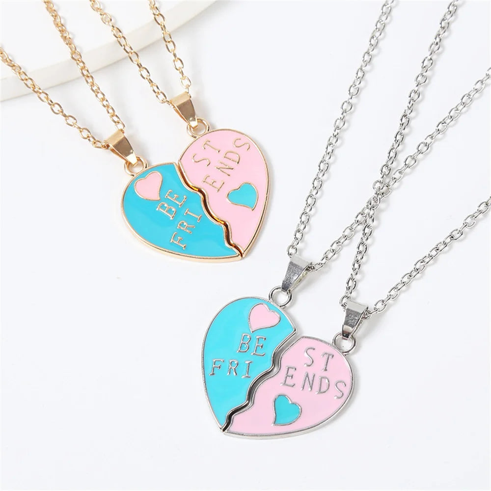 Fashion Best Friends Honey Love Couple Pendant Necklace 2 Pcs/ Set Chain Choke Broken Heart BFF Good Friendship Jewelry Gift