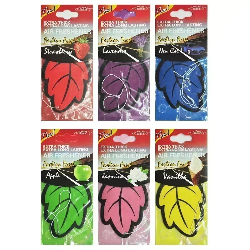 3-60pcs Car Air Freshener Natural Scented Tea Paper Auto Hanging Vanilla Perfume Fragrance Leaf Shape Car Accessories Interior