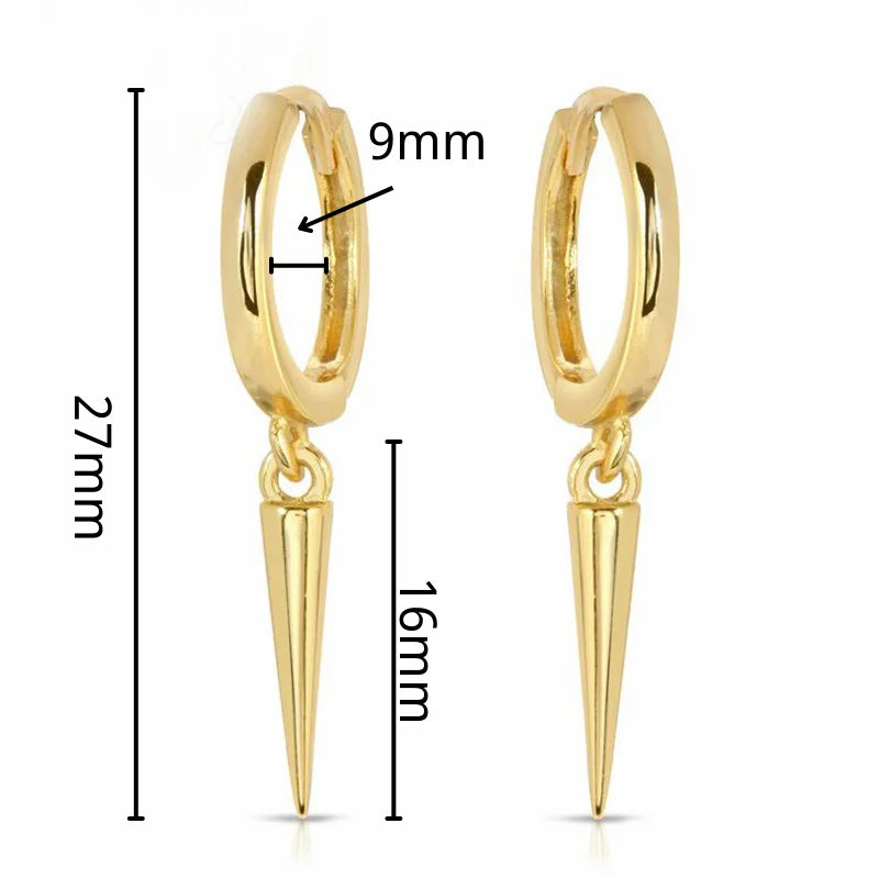 YUXINTOME 925 Sterling Silver Ear Needle Rivet Cone Buckle Piercing Huggie Hoop Earrings for Women Jewelry Accessories Earrings