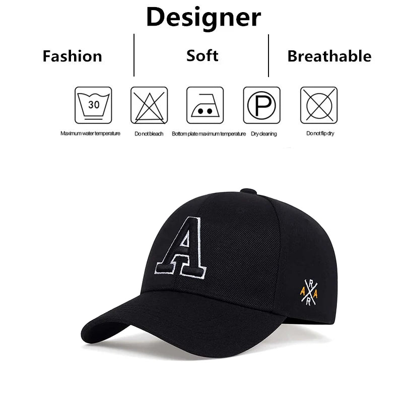 Unisex A Letter Side Ar Embroidery Baseball Caps Spring and Autumn Outdoor Adjustable Casual Hats Sunscreen Hat