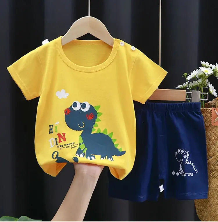 Fashion Kids Clothes Boys Girls Sets Top Shorts 2PCS 100% Cotton Soft Summer Children Baby Cloths T-shirt Shorts Toddler Suit