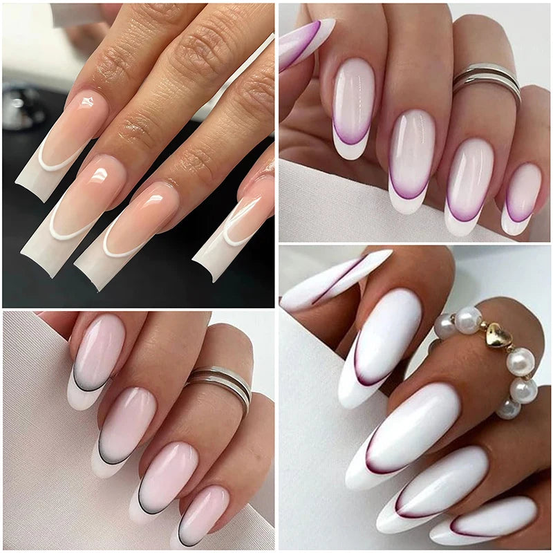 White Black French Line Nail Stickers Stripe 3D Gradient Lines Sliders DIY Stickers for Nails Nail Accessories Manicure Decor