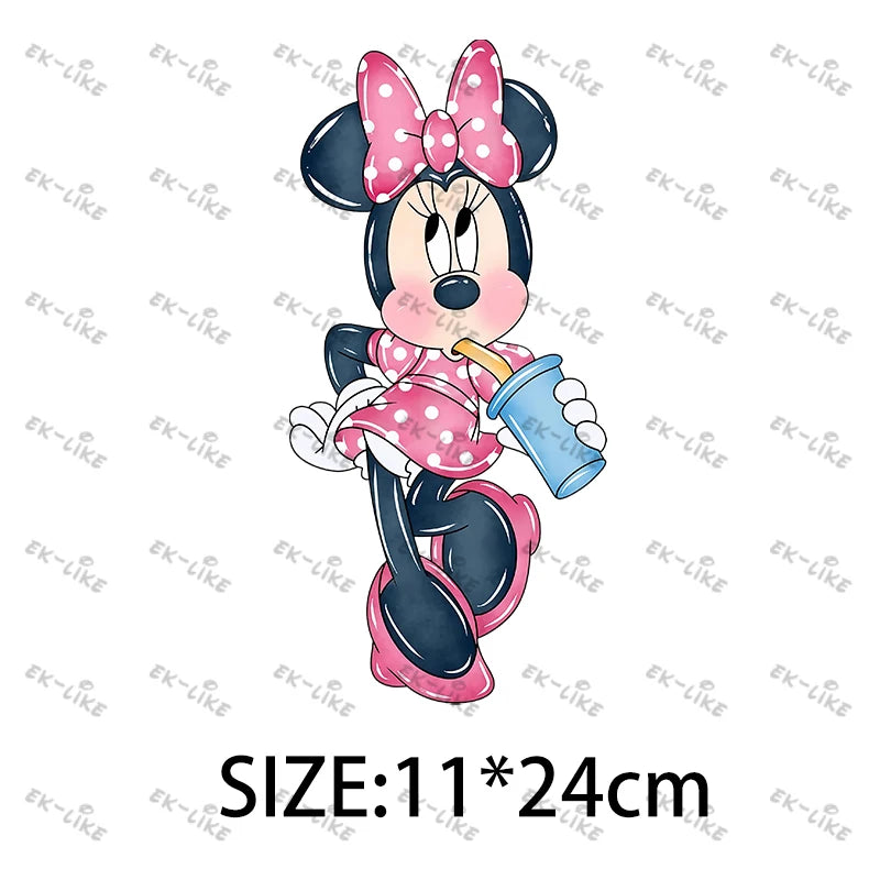 Bowknot Minnie Food Cake Pizza  Iron On Transfer Patches for Clothing DIY T-shirt Applique Decor Stickers on Fabric