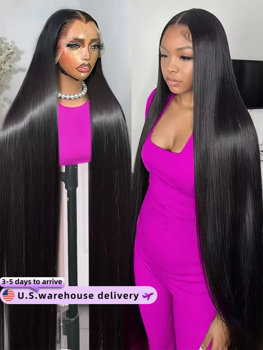 High 300 Density Straight 13x4 13x6 Hd Lace Frontal Human Hair Wig Brazilian 34 36 Inch Full Lace Front Human Hair Wigs