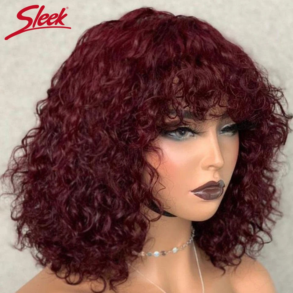 Jerry Curly Glueless Wig Highlight P4/30/27 Water Wave Short Pixie Bob Cut Human Hair Wigs With Bangs Blonde Wigs For Women