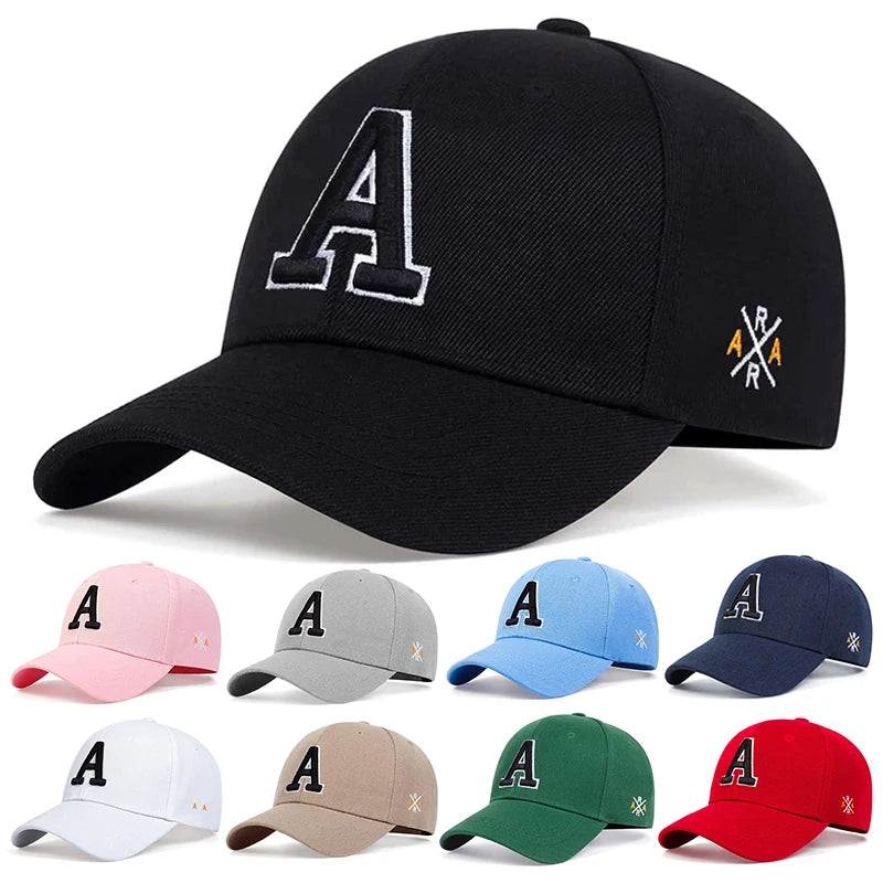 Unisex A Letter Side Ar Embroidery Baseball Caps Spring and Autumn Outdoor Adjustable Casual Hats Sunscreen Hat