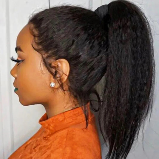 CEXXY Kinky Straight 360 HD Lace Frontal Wigs Wig For Black Women Yaki Straight Ponytail Human Hair Cheap Wigs On Clearance Sale