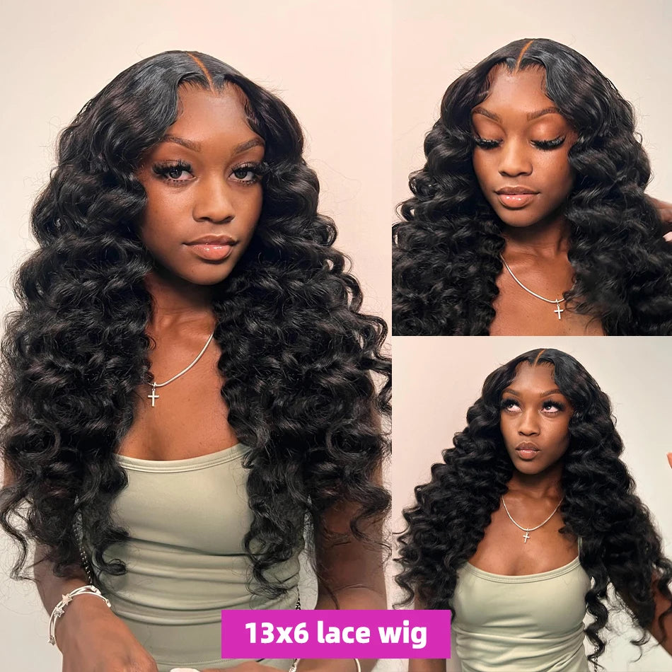 250 Density Loose Wave 13x6 HD Lace Front Wigs Human Hair Brazilian 30 40 Inch 13x4 Deep Curly Wave Lace Frontal Wig For Women