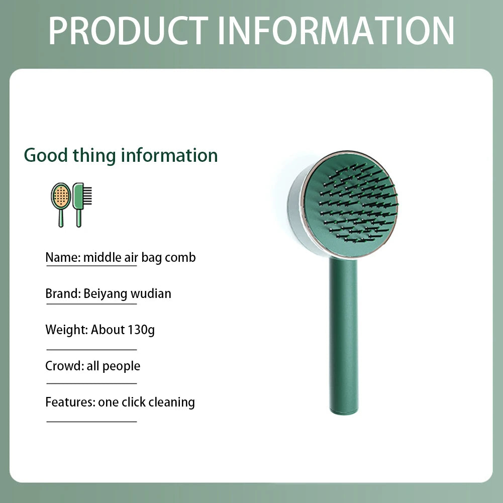 New Hair Brush One-Key Self Cleaning Detangling Scalp Air Cushion Combs Anti-static Scalp Massage for Women Grooming Tool