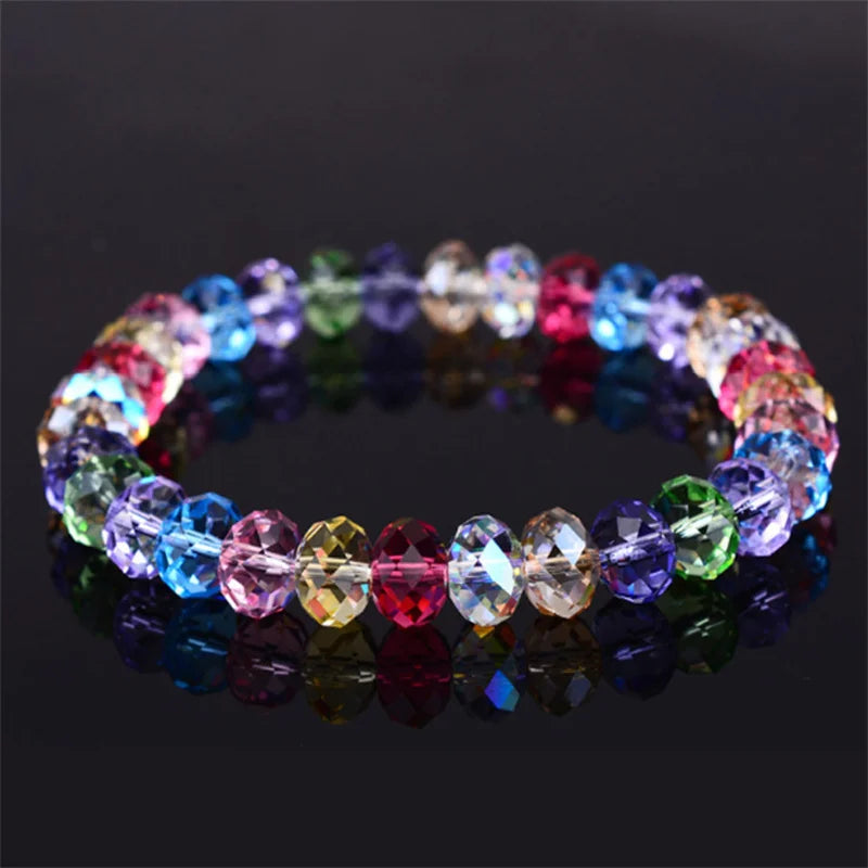 Wholesale Red Purple White Color Crystal Bracelets For Women Simple Colorful Bead Elastic Rope Bracelet Fashion Handmade Jewelry