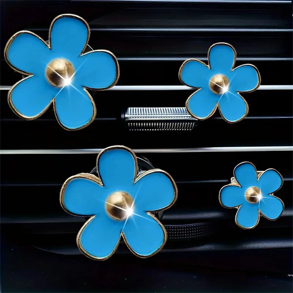 4pcs/set Small Car Air Outlet Perfume Decoration Clip Flower Daisy Design Car Interior Aromatherapy Fresheners Diffuser Access