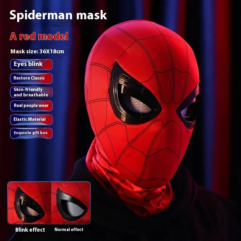 Halloween Spider Man Headset Eye Movement Touch Luminous Mask Funny Cool Role Playing Ring Remote Control Electric Blink Mask