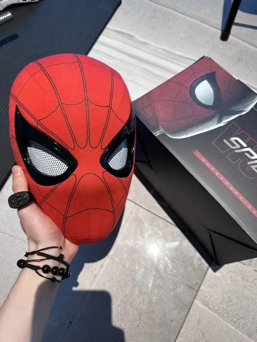 Mascara Spiderman Headgear Mask Cosplay Moving Eyes Electronic Mask Spider Man 1:1 Remote Control Elastic Toys Adults Kids Gift