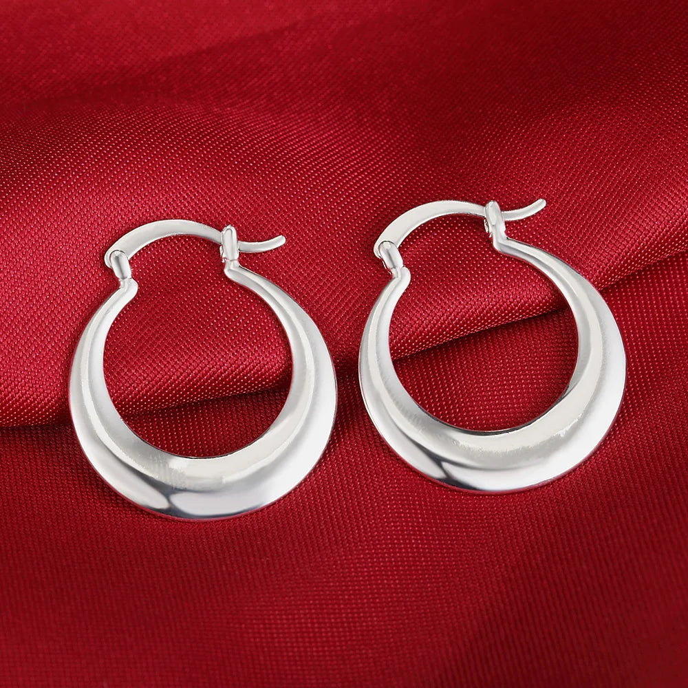 Top Quality 925 Sterling Silver Earrings Simple Round Circle Hoop Earrings For Woman Fashion Wedding Engagement Charm Jewelry