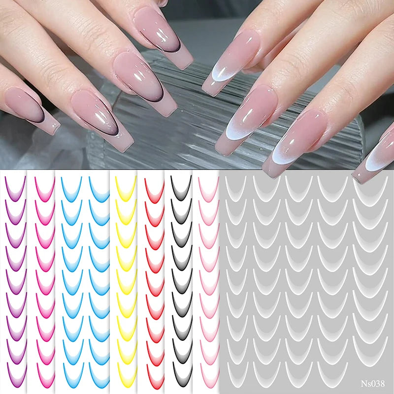 White Black French Line Nail Stickers Stripe 3D Gradient Lines Sliders DIY Stickers for Nails Nail Accessories Manicure Decor