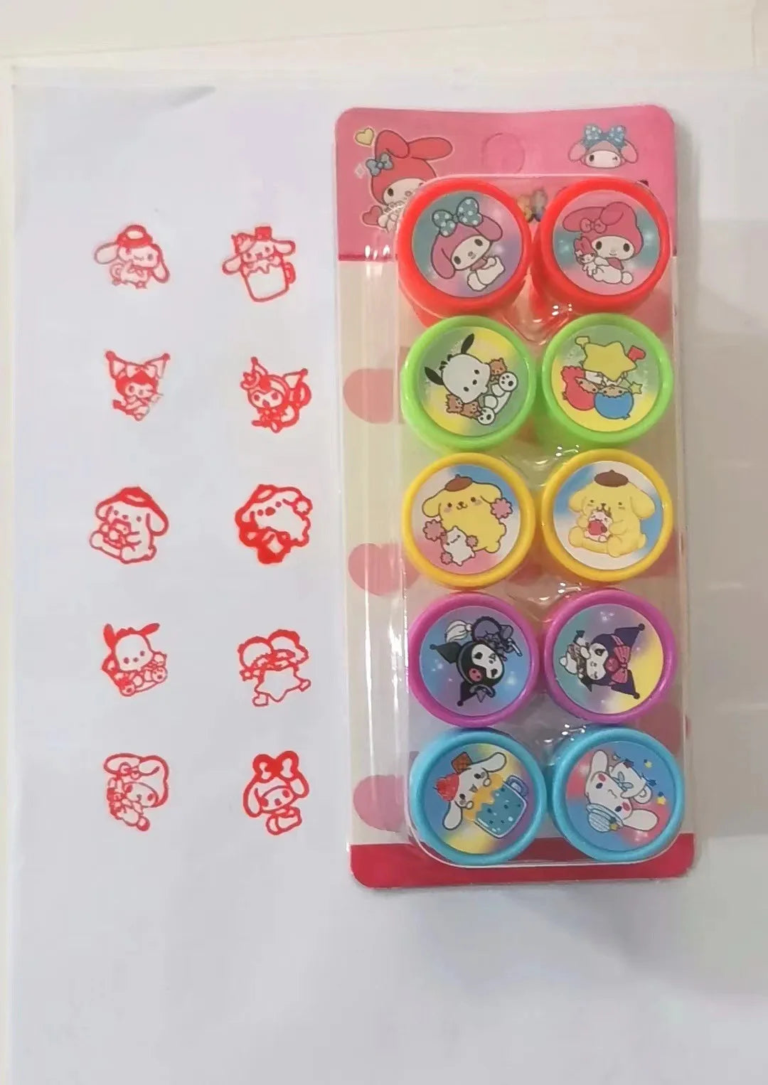 Anime 10Pcs/Set Sanrio Self-ink Stamps Hello Kitty Kuromi Melody Cinnamoroll Face Seal Diy Painting Photo Album Stamp Kids Toys