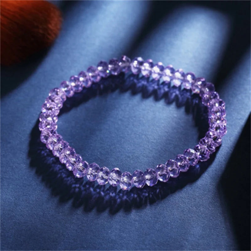 Wholesale Red Purple White Color Crystal Bracelets For Women Simple Colorful Bead Elastic Rope Bracelet Fashion Handmade Jewelry