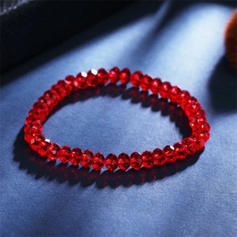 Wholesale Red Purple White Color Crystal Bracelets For Women Simple Colorful Bead Elastic Rope Bracelet Fashion Handmade Jewelry