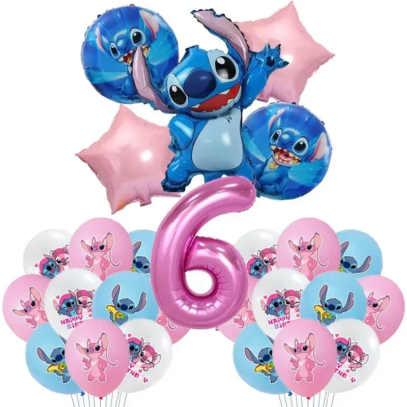 New Lilo & Stitch Birthday Party Decorations Stitch Foil Balloons Disposable Tableware Backdrop Plate Napkin Kids Party Supplies