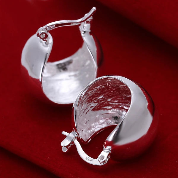 Top Quality 925 Sterling Silver Earrings Simple Round Circle Hoop Earrings For Woman Fashion Wedding Engagement Charm Jewelry