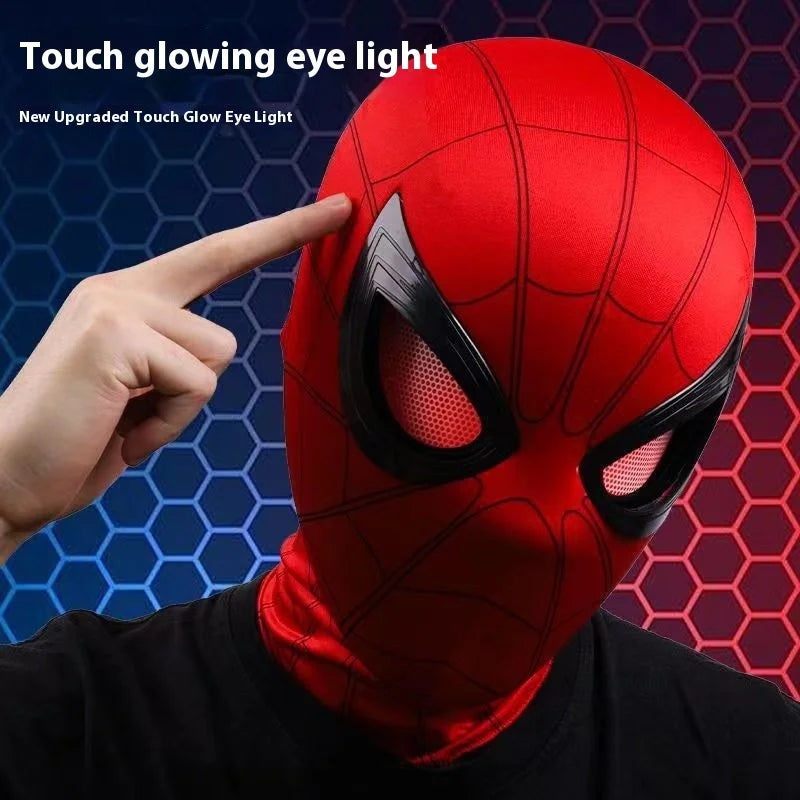 Halloween Spider Man Headset Eye Movement Touch Luminous Mask Funny Cool Role Playing Ring Remote Control Electric Blink Mask