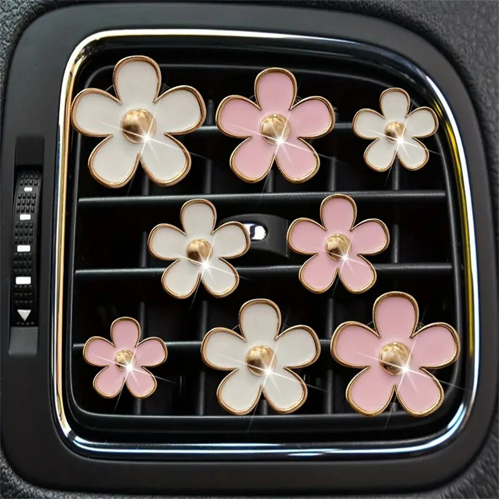 4pcs/set Small Car Air Outlet Perfume Decoration Clip Flower Daisy Design Car Interior Aromatherapy Fresheners Diffuser Access