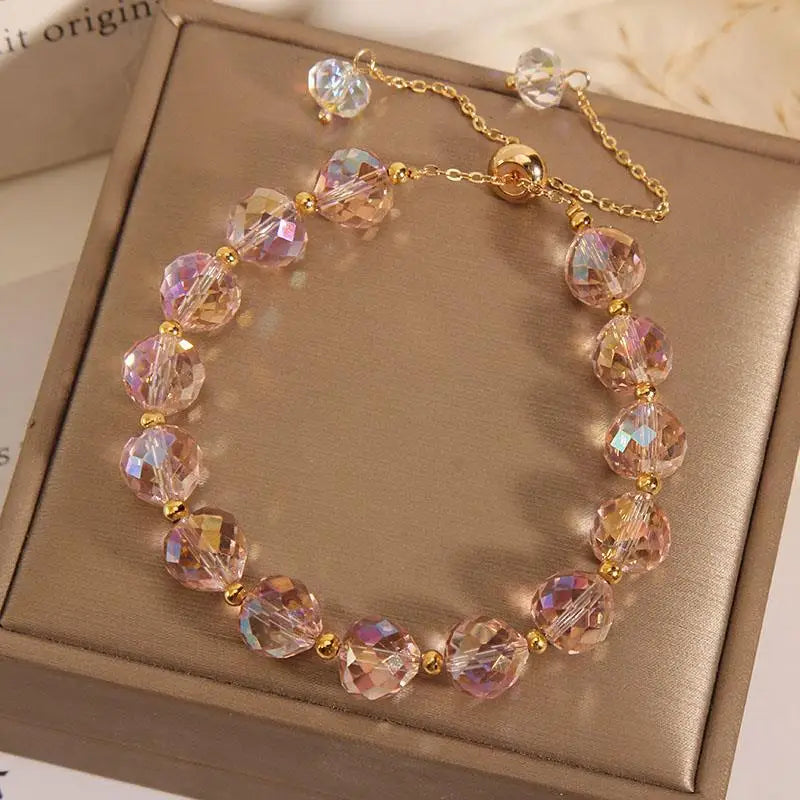 CARLIDANA New Artificial Austria Crystal Bracelet Fashion Shiny Stone Beads Elasticity Rope Strand Bracelets for Women Jewelry