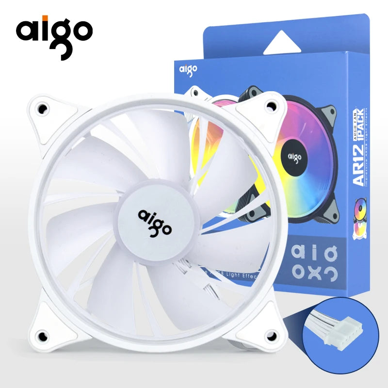 Aigo AR12 120mm pc computer Case Fan RGB Heatsink aura sync sata port 12cm Cooler argb Silent controller fan cooling ventilador