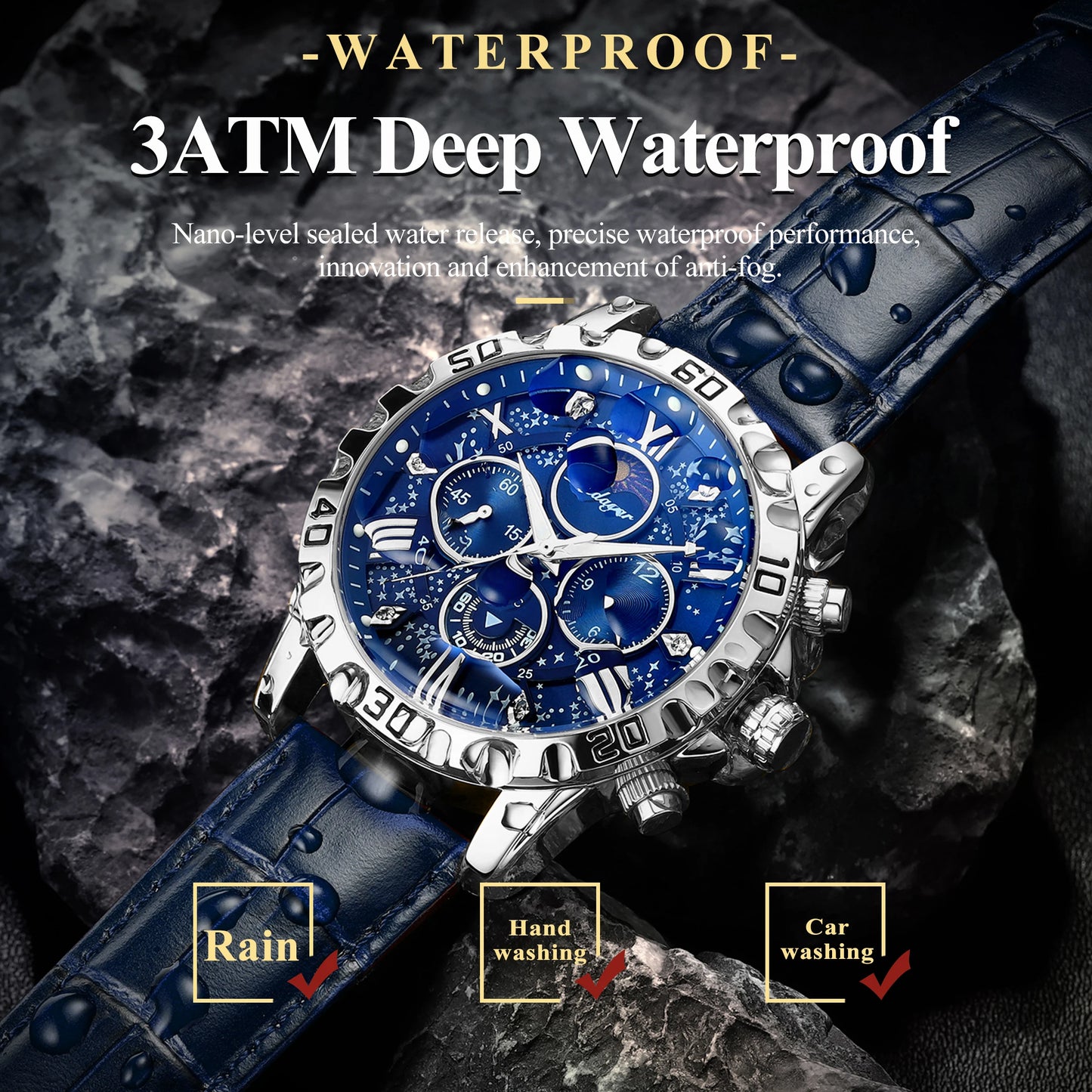 POEDAGAR Luxury Man Watch Waterproof Luminous Chronograph Watch For Men Military High Quality Leather Quartz Men's Watches Reloj