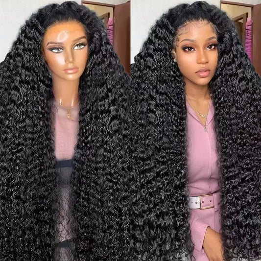 30 36 Inch Deep Wave 13x4 HD Lace Frontal Human Hair Wig  Loose Water Curly Frontal Wig Water Wave Lace Front Wig For Women 250%