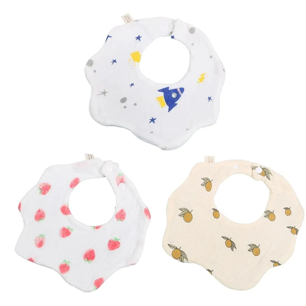 3PCS Cotton Gauze Baby Feeding Bibs Summer Soft Petal Infants Print Saliva Towel Newborn Toddler Burp Cloth Kids Bib