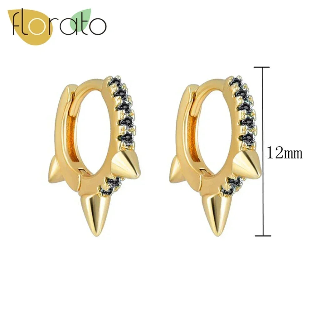 YUXINTOME 925 Sterling Silver Ear Needle Rivet Cone Buckle Piercing Huggie Hoop Earrings for Women Jewelry Accessories Earrings