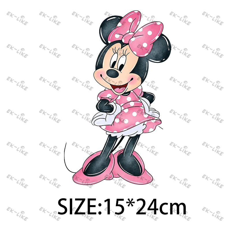 Bowknot Minnie Food Cake Pizza  Iron On Transfer Patches for Clothing DIY T-shirt Applique Decor Stickers on Fabric