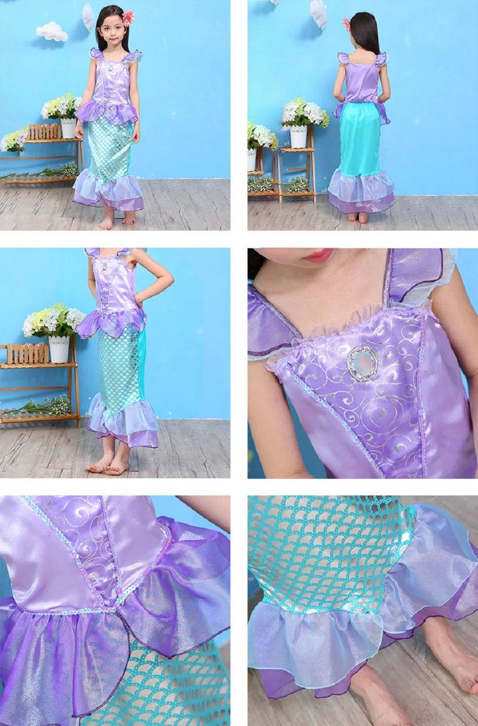 Kids Princess Costume Girls Elsa Anna Halloween Rapunzel Cosplay Dress Children Summer Party Clothes Carnival Elegant Dress 2024