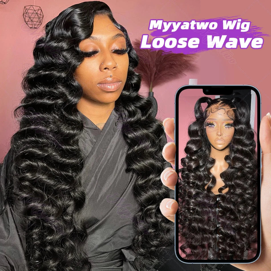 250 Density Loose Wave 13x6 HD Lace Front Wigs Human Hair Brazilian 30 40 Inch 13x4 Deep Curly Wave Lace Frontal Wig For Women