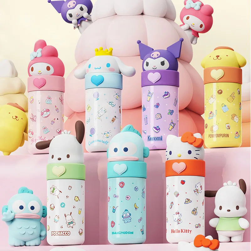 350ml Sanrio Hello Kitty Stainless Steel 316 Thermos Kawaii Kuromi Cinnamoroll Melody Kids Vacuum Flask Water Bottle Tumbler