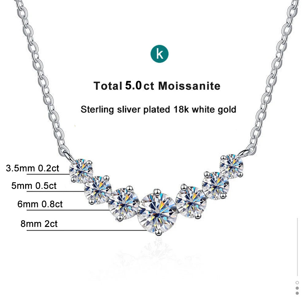 K.NOBSPIN Moissanite Necklace for Woman Wedding Fine Jewely with Certificates 925 Sterling Sliver Plated 18k White Gold Necklace