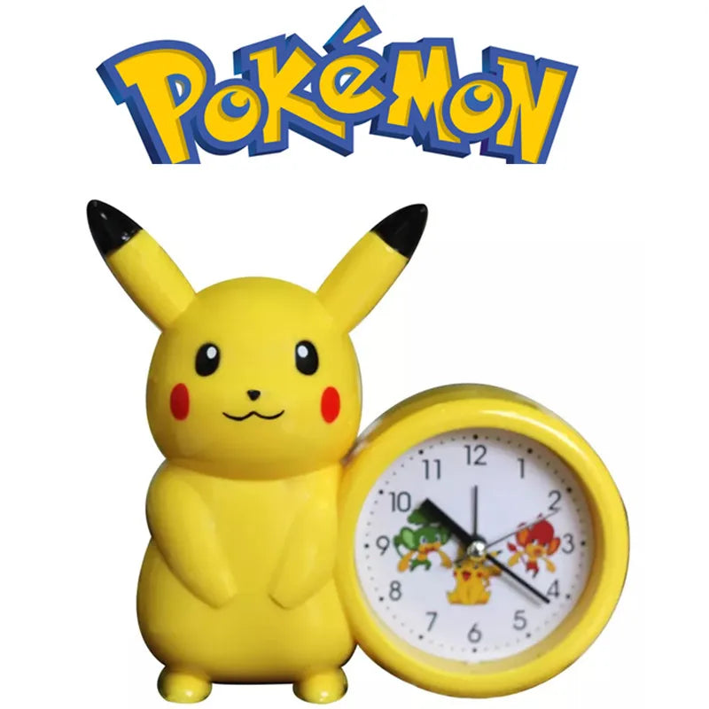 New Genuine Pokemon Anime Pikachu Catoon Kawaii Model Action Decoration Toy Children Alarm Pointer Clock Student Kids Gift