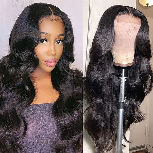 26 Inch Long Body Wave Lace Front Wigs 4X4 Lace Closure Wigs Human Hair Body Wave Brazilian Lace Closure Wigs Human Hair with Baby Hair 150% Density Body Wave Wig Human Hair Wigs for Black Women