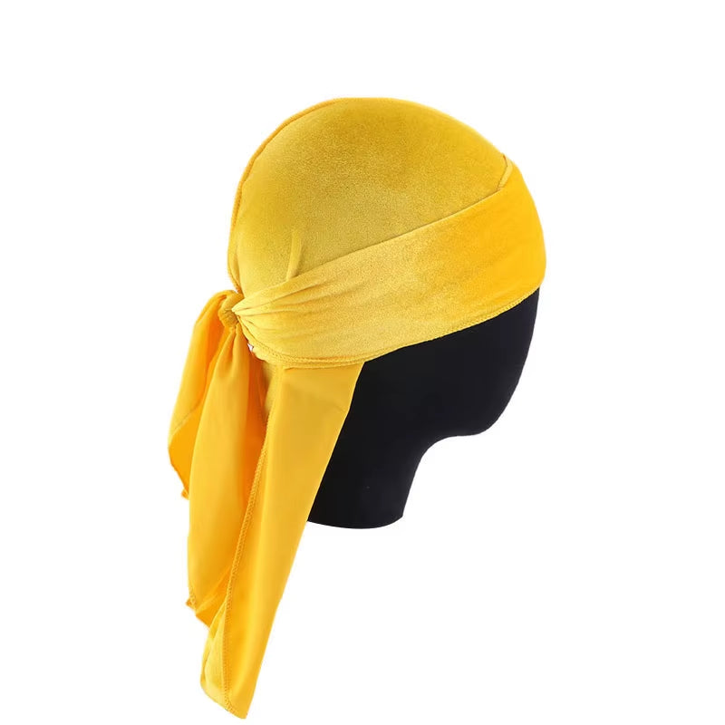 Unisex Men Women Breathable Bandana Hat Velvet Durag Do Doo Du Rag Long Tail Headwrap Chemo Cap