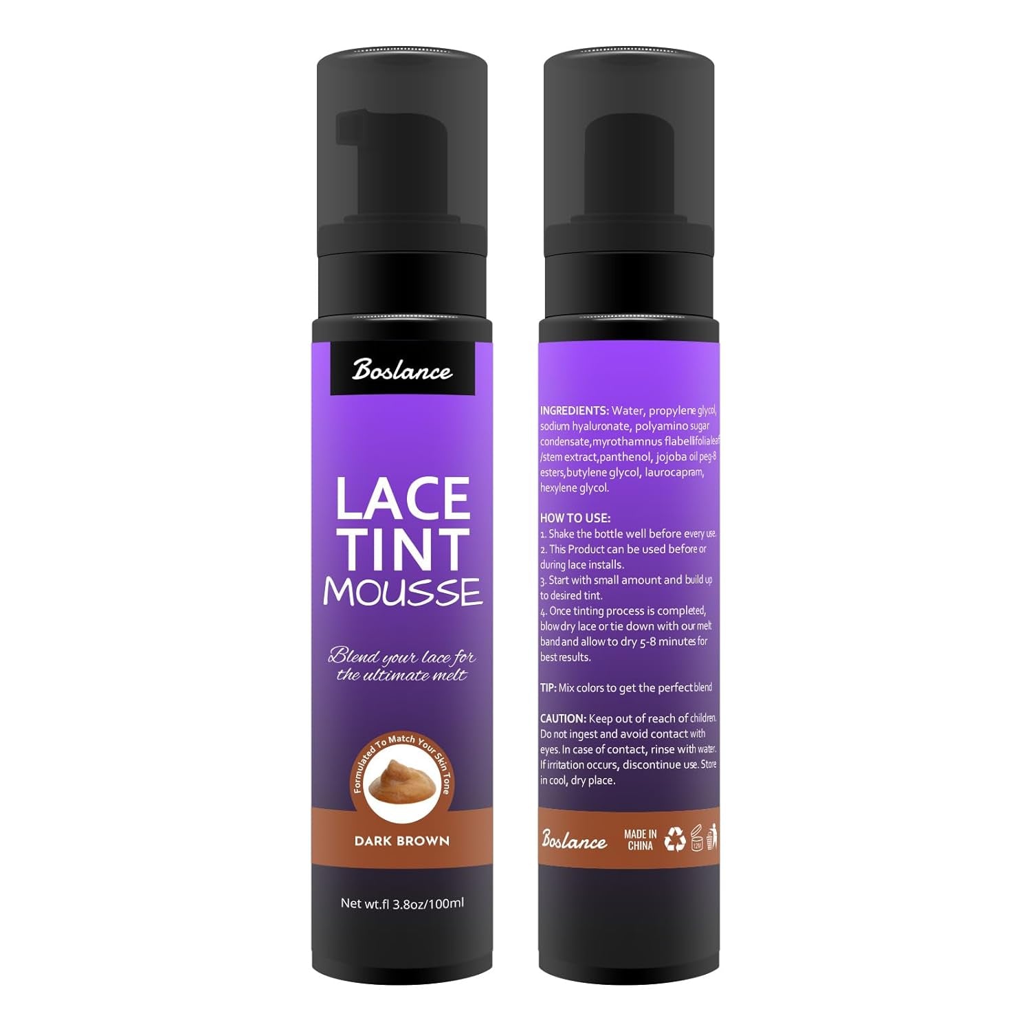 Lace Frontal Tint Mousse and Spray for Wigs - Hair Color Styling Foam and Mist, Brown